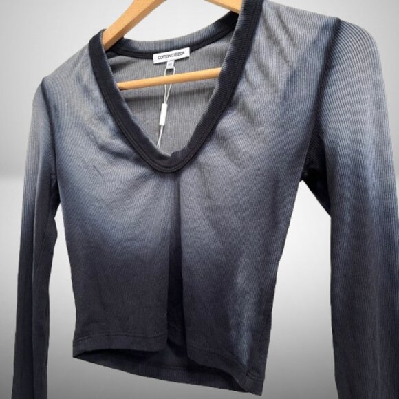 Cotton Citizen Verona Women's Crop Long Sleeve Tee Vintage Black Rib NEW Small - Picture 1 of 3